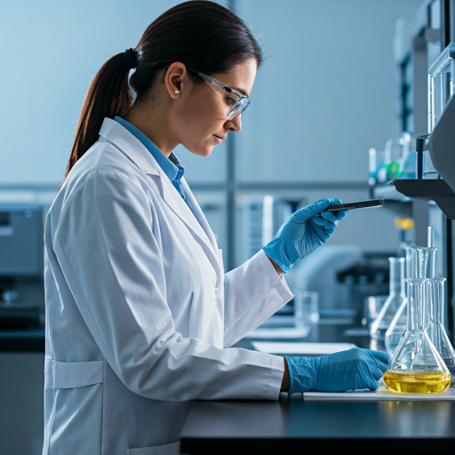 Laboratory researcher reviewing diagnostic samples