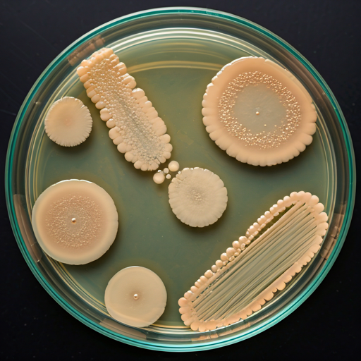 Petri dish with microbial cultures